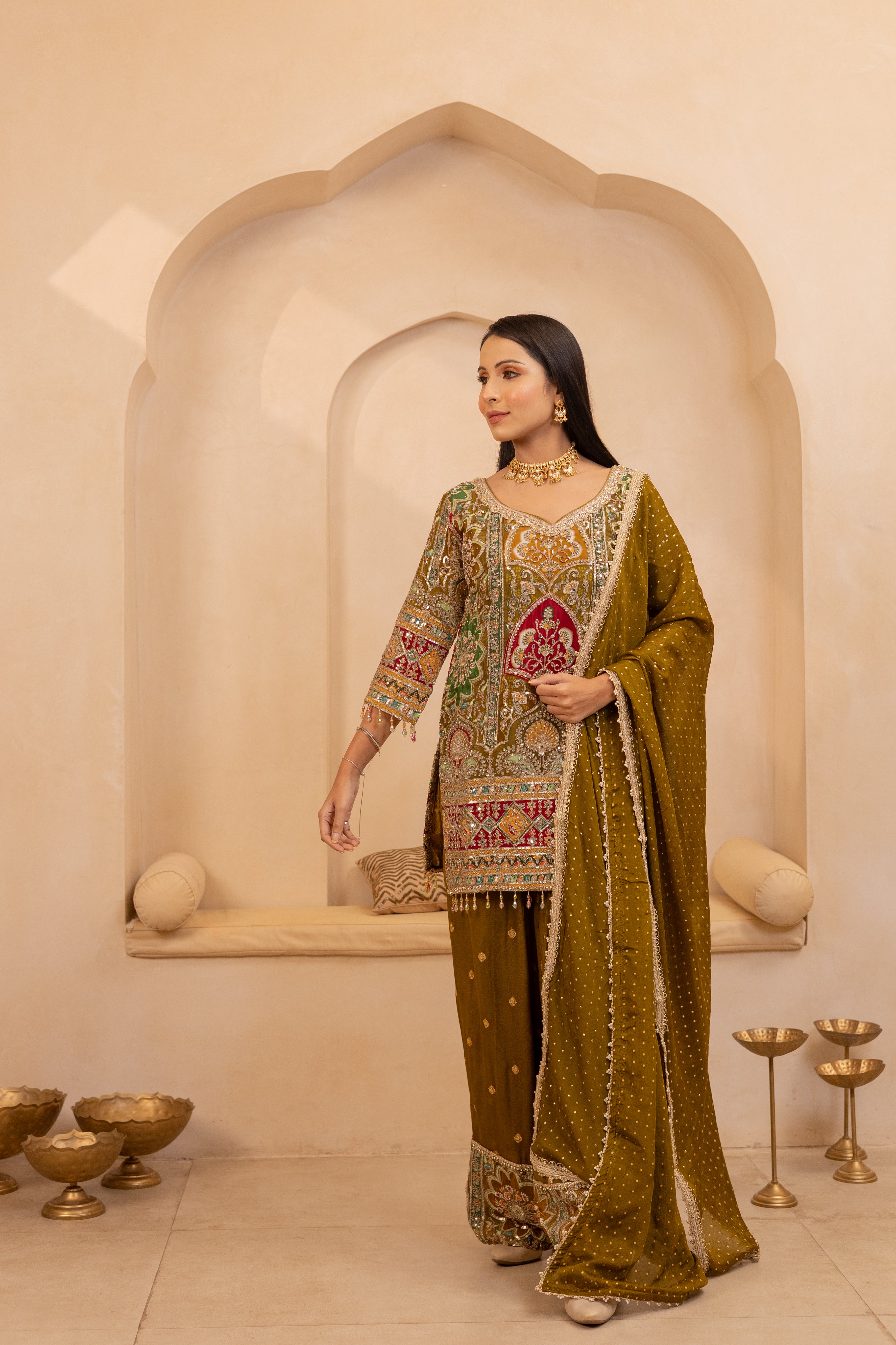 Vasudha Olive Suit Set