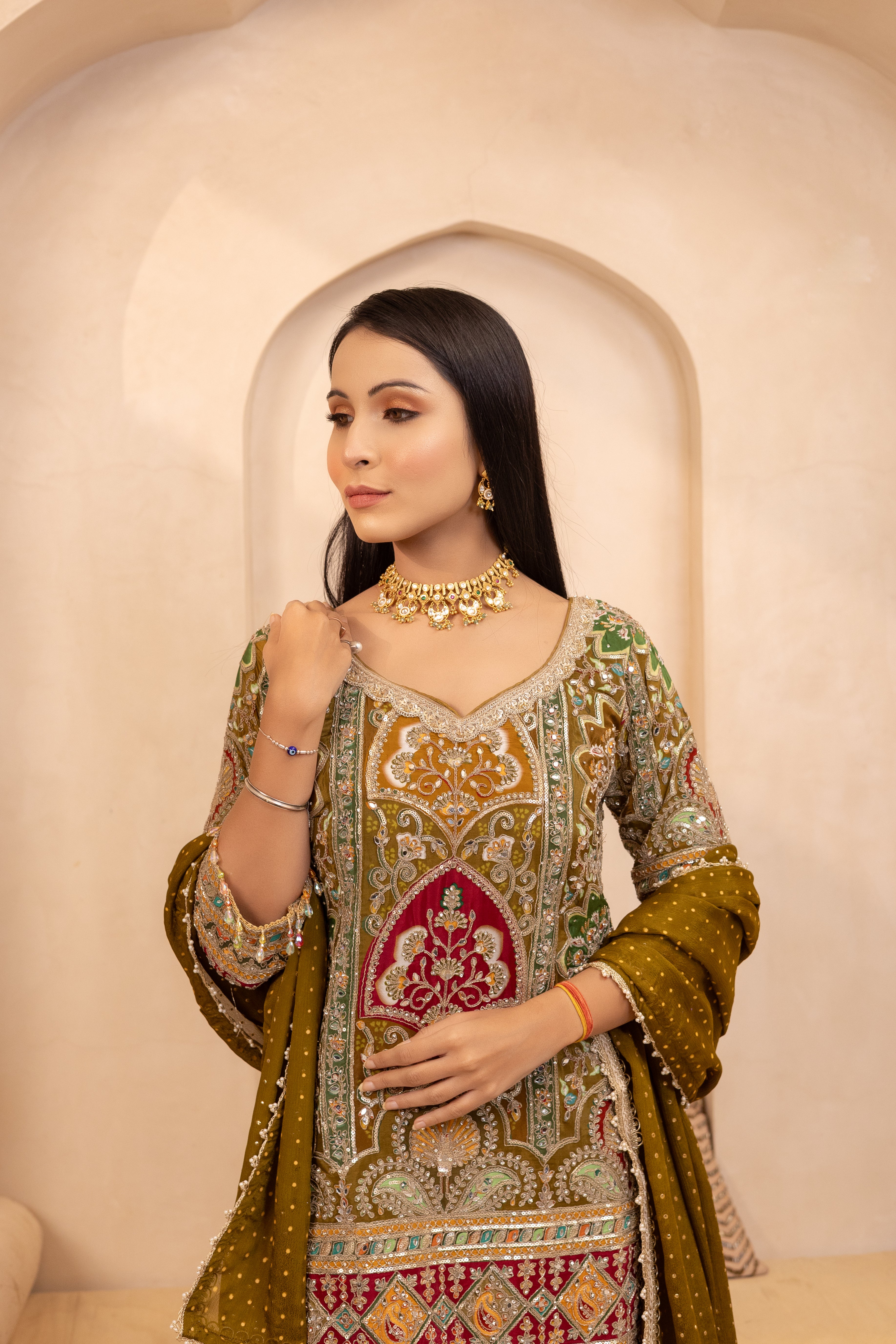 Vasudha Olive Suit Set
