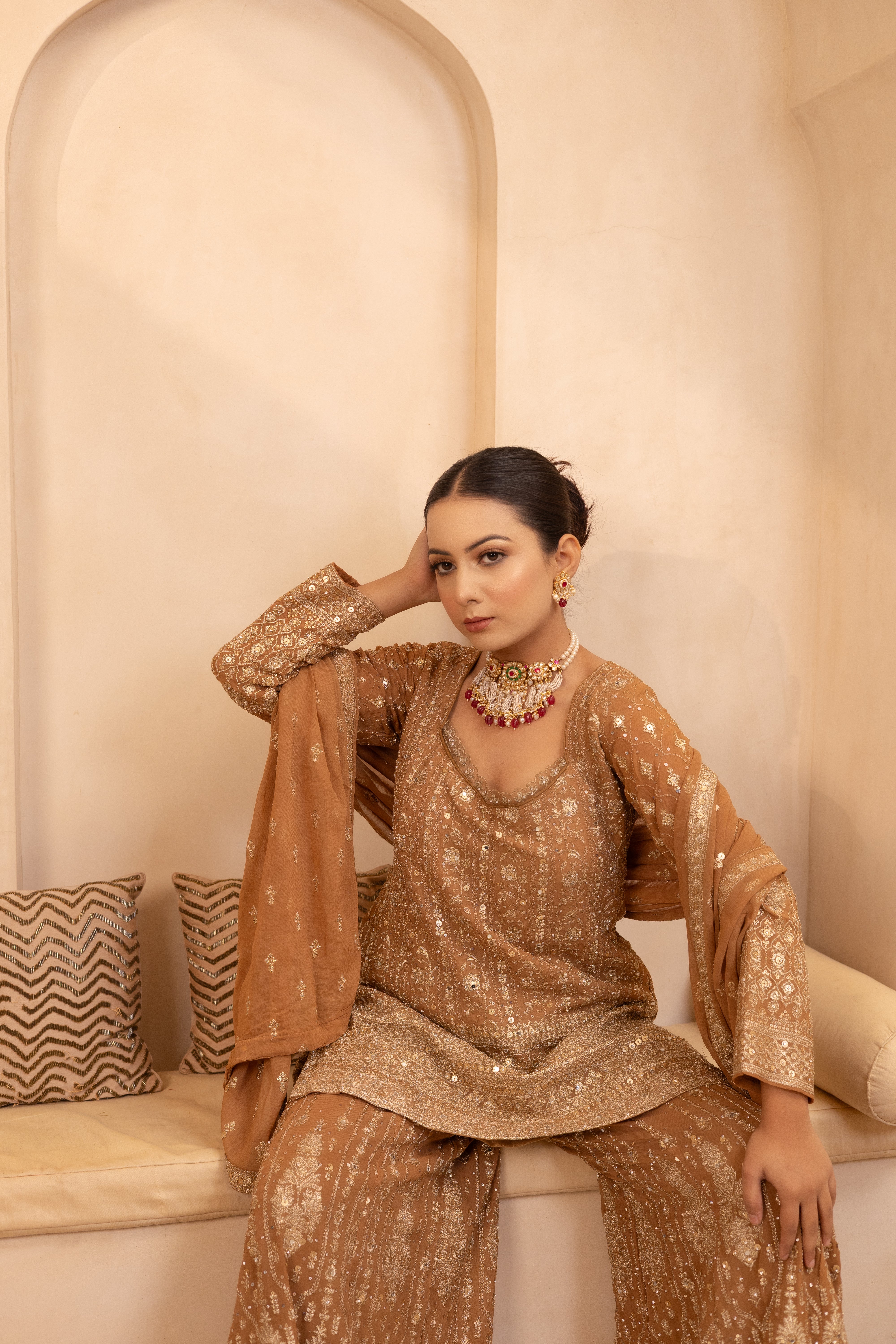 Varnya Sandstone Suit Set
