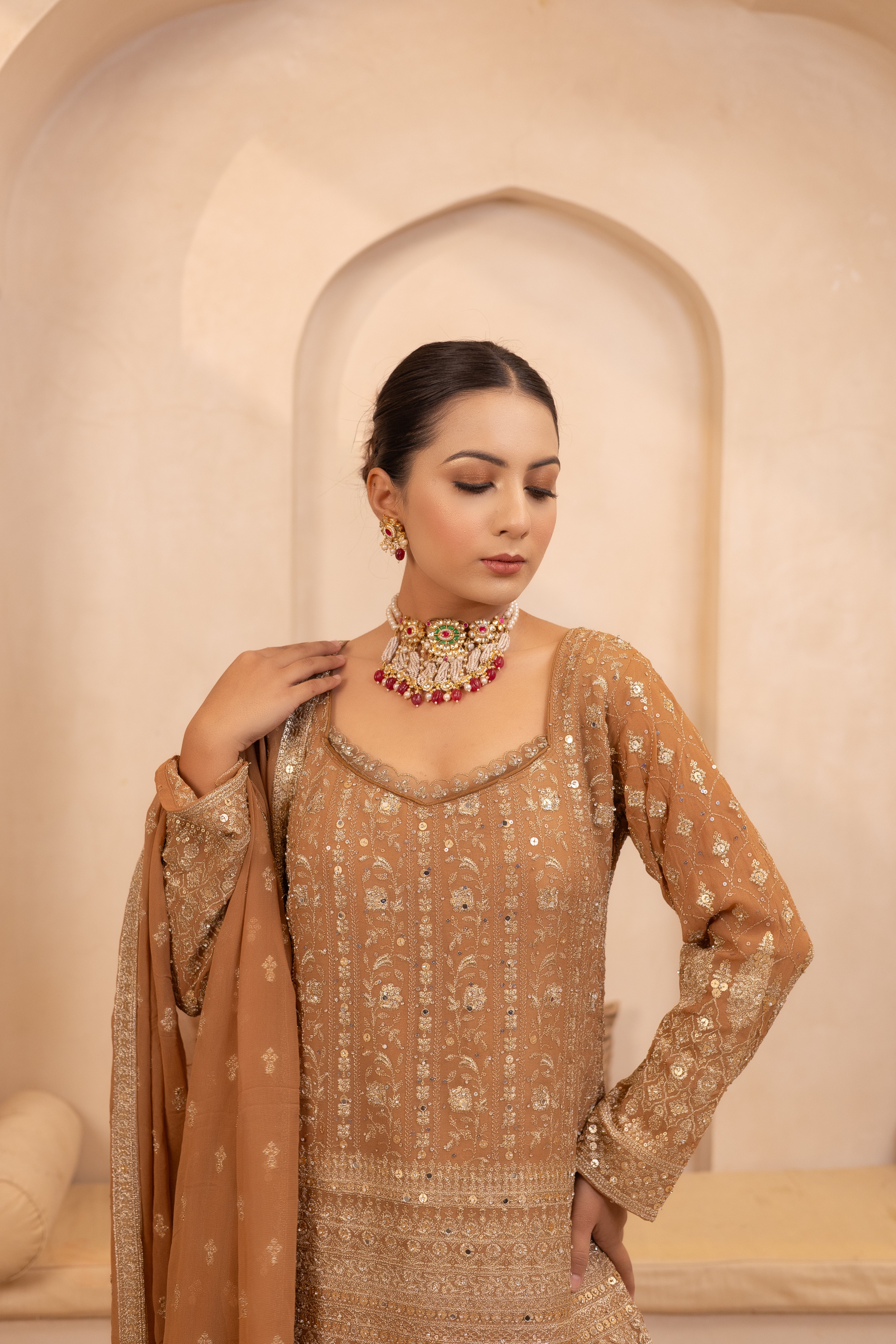 Varnya Sandstone Suit Set