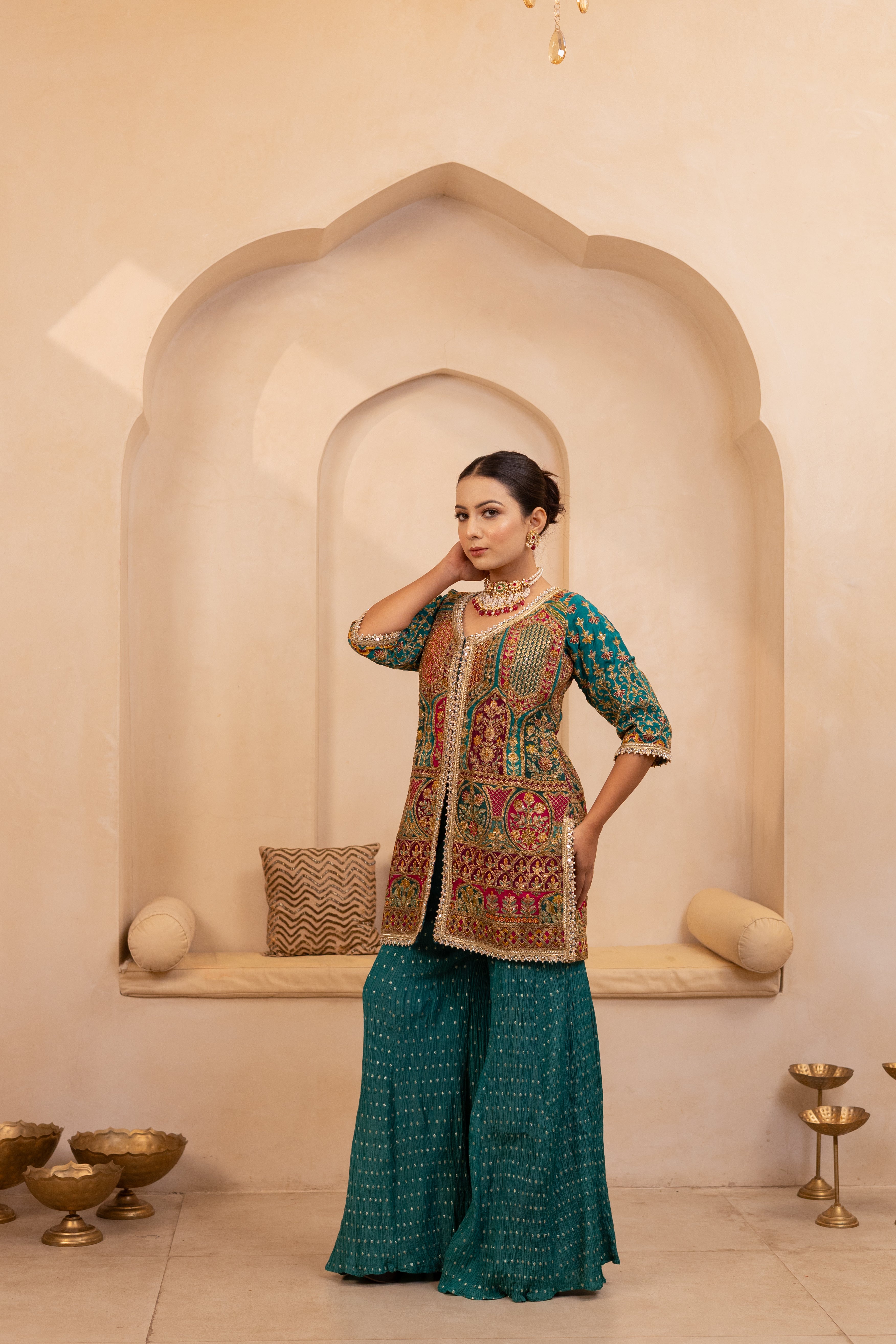 Samyukta Teal Suit Set