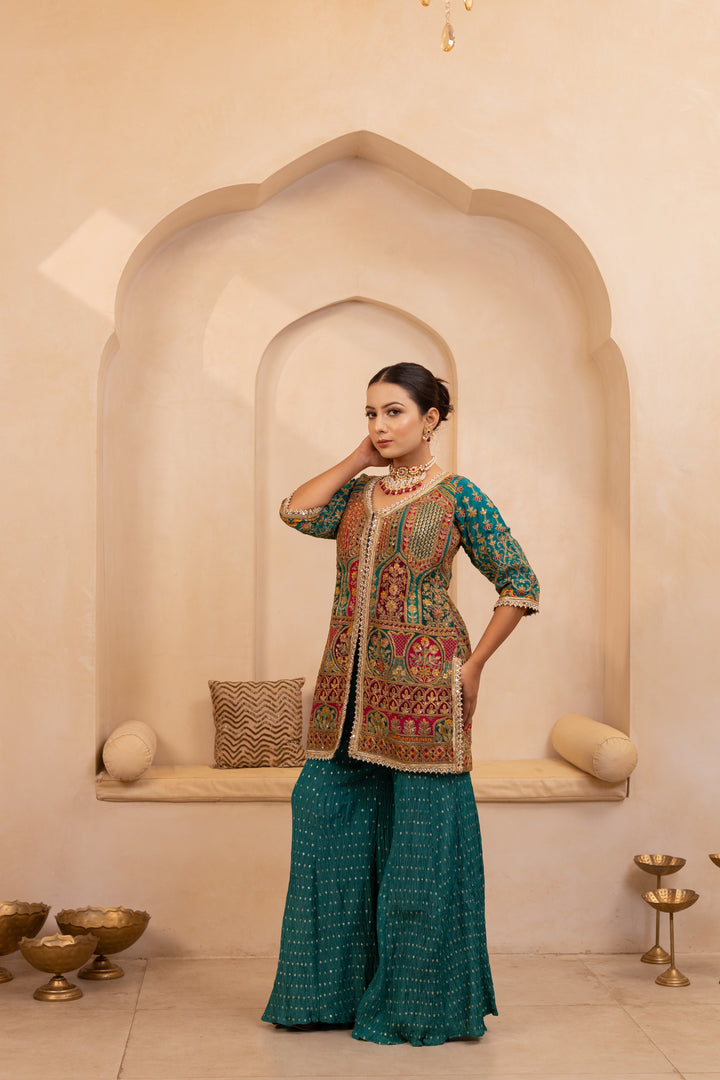 Samyukta Teal Suit Set