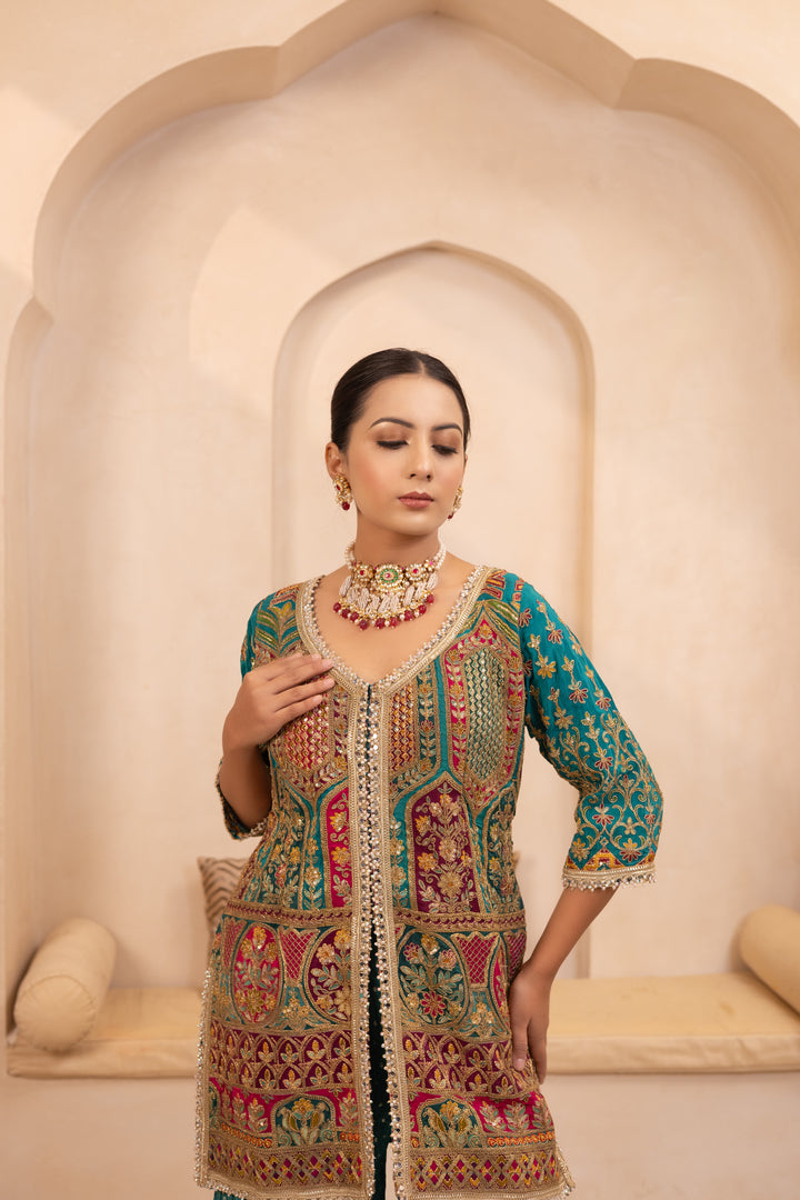 Samyukta Teal Suit Set